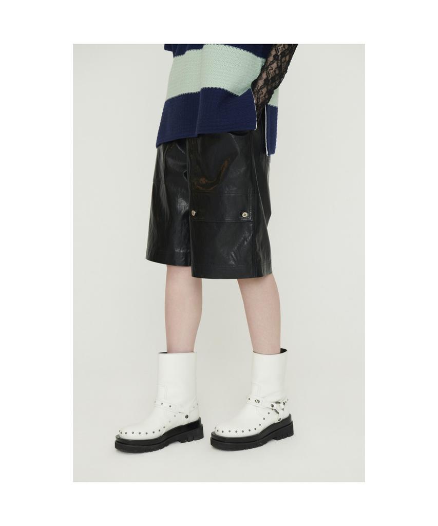 LUCKY CHOUETTE Fake Leather Back Banding Midi Pants (Black)_Lfpom25220Bkx