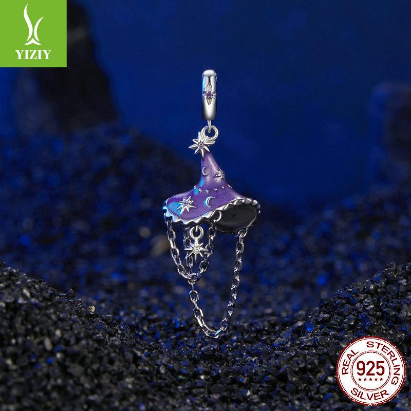 Halloween Luminous Color-Changing Hat Diy Pendant Accessories, Cross-Border Accessories S925 Sterling Silver Beads