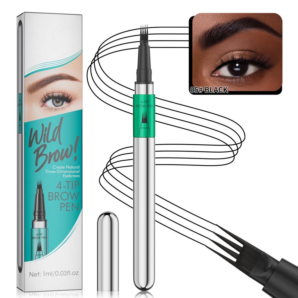 Четырехзубцовый жидкий карандаш для бровей Гладкий водостойкий наконечник-кисточка Четырехзубцовый жидкий карандаш для бровей