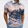 Мужская рубашка-поло, повседневная рубашка на молнии с коротким рукавом, модная повседневная рубашка на молнии на лето и весну, стандартная посадка, рубашка с 3D принтом айсберга