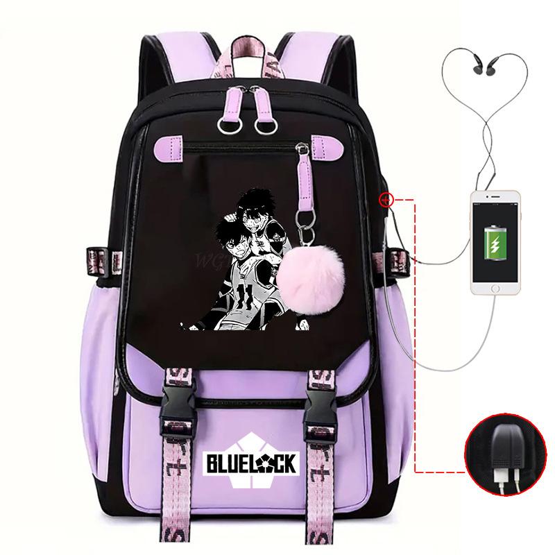 Blue Prison Anime School Bag College Wind Large Capacity Middle School Student Usb Backpack
