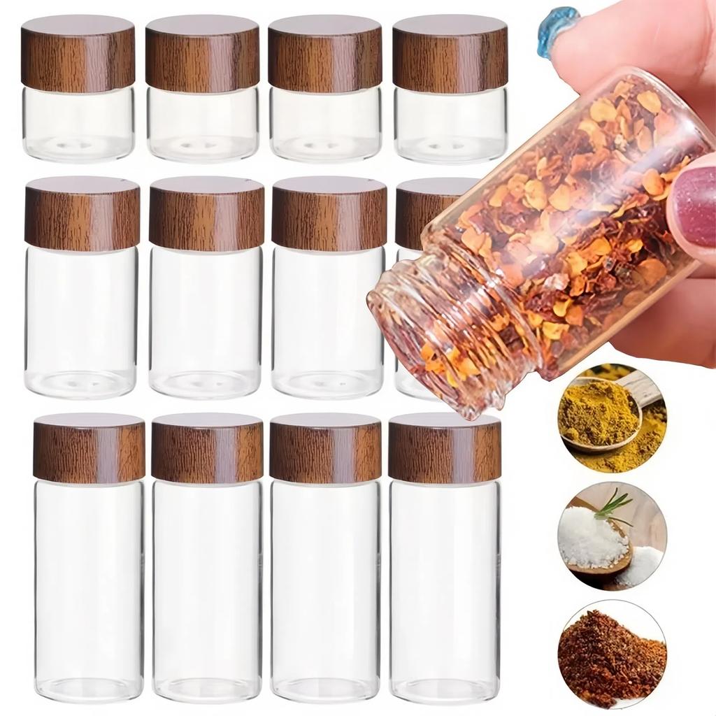 4 шт. Новые 10/20/30 мл Стеклянная бутылка Деревянные крышки Герметичные банки Запечатанный контейнер Стеклянная пробирка для кофейных зерен Кухня