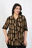 Women's Style Plus Size Shirt Tan Patterned Cotton Viscose Big Size Shirt