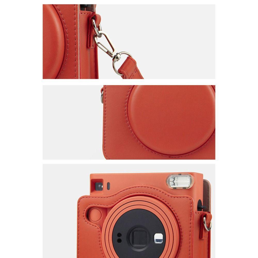 Bright Color Protective Cover PU Leather Storage Bag Case with Adjustable Strap Instant Camera