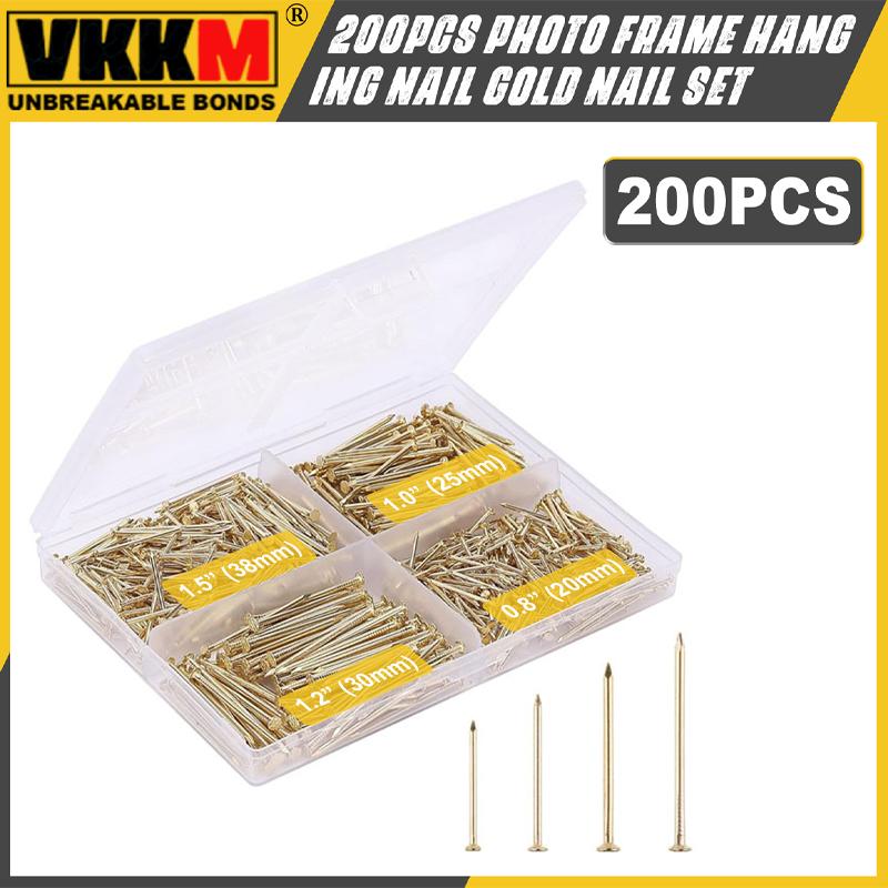 200шт фоторамка подвесной гвоздь набор золотых ногтей