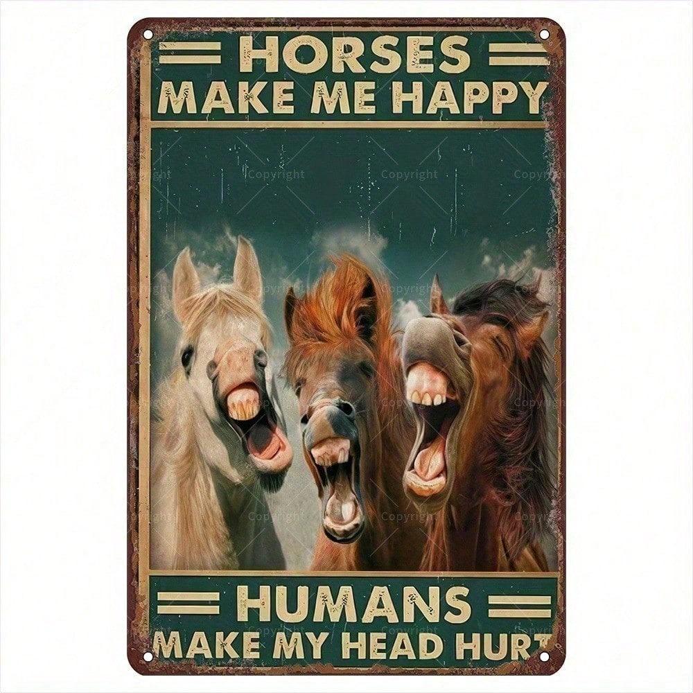 Equestrian Wall Art Decor Vintage Tin Metal Sign for Barn Stable Living Room