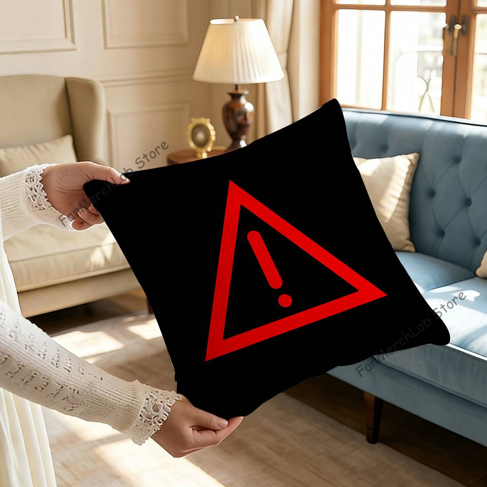 Warning Icon Danger Pillow Case Ultra Soft Skin Friendly Fabric Cloud Like Comfort Concealed Zipper