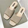 Mid-heel Sandals And Slippers Women's Flying Woven Outer Wear One-word Fashion Women's Sandals And Slippers