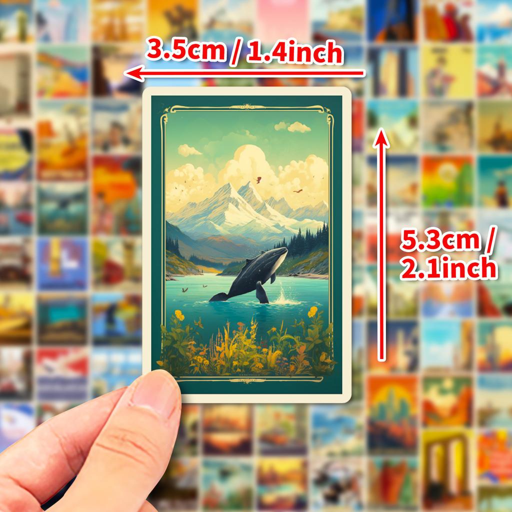100 Stickers Landscape Poster Style Theme Stickers Shein World Landscape Poster Stickers