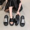 Summer 2025 Thick-soled Outer Wear Casual New One-word Heightening Women's Shoes Slippers Cool Slippers Women