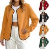 Women's Fashion Casual Plus Size Long Sleeve Solid Color Fleece Jacket