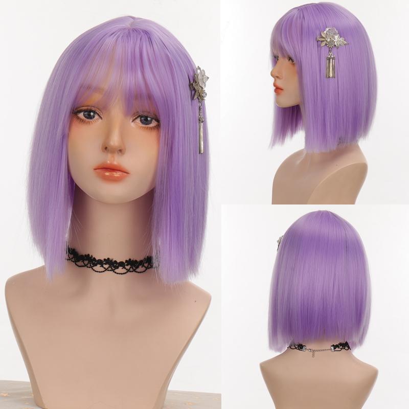 Короткий парик из прямых волос, коричневый BOB Лю Хай, женский парик, высокая термостойкость