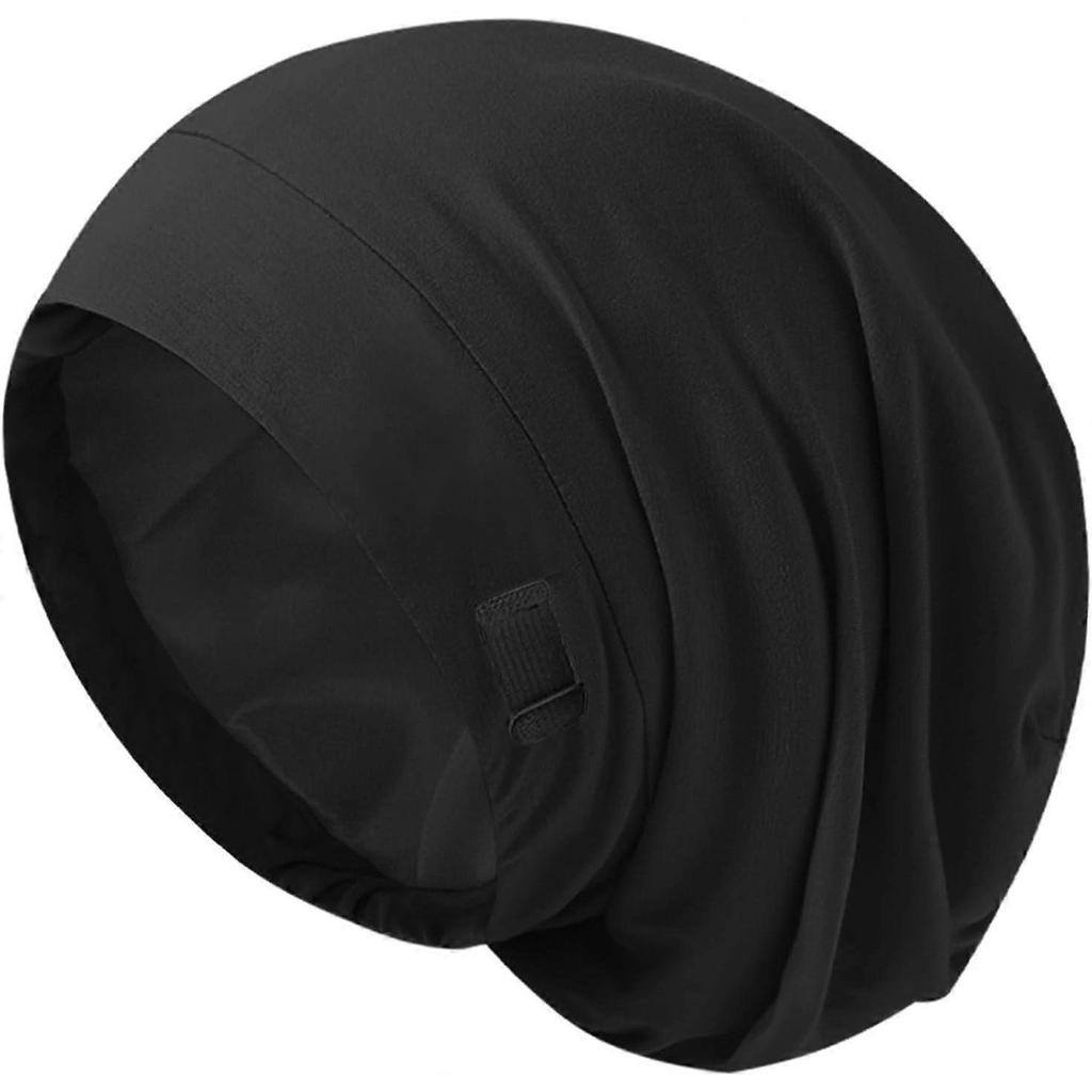 Silk Bonnet for Sleeping Women, Adjustable Silky Satin Lined Sleep Cap, Silk Hair Wrap Slouch Beanie Hat