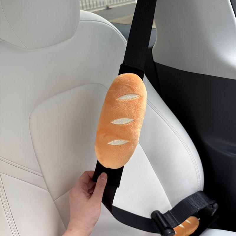 Original Cute Baguette Plush Car Seatbelt Shoulder Protector Anti-Wear Anti-Slip Decorative Accessory