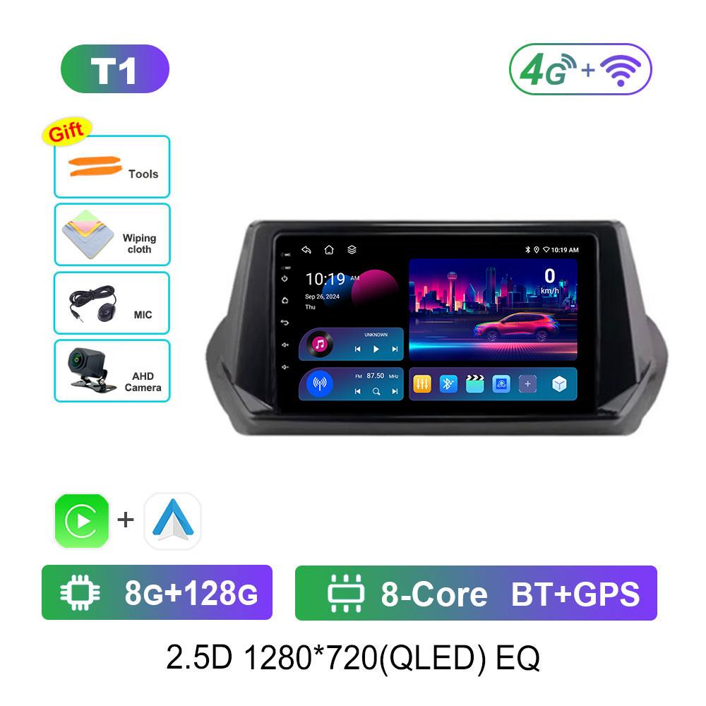 DSP Stereo Car Radio Multimedia player for Peugeot 2008 208 2019 - 2022 Navi GPS QLED Touch Screen WiFi Android 14 Bluetooth