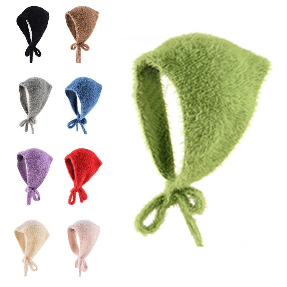 Милая повязка на голову в французском стиле, шапка из вязаной пряжи, согревает, женский платок, треугольный шарф, зима