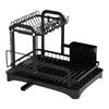 2 Tier Kitchen Countertop Drainer with Utensil Holder and Cup Rack Double Layer Sink Drain Rack for Apartment Kitchen Counter