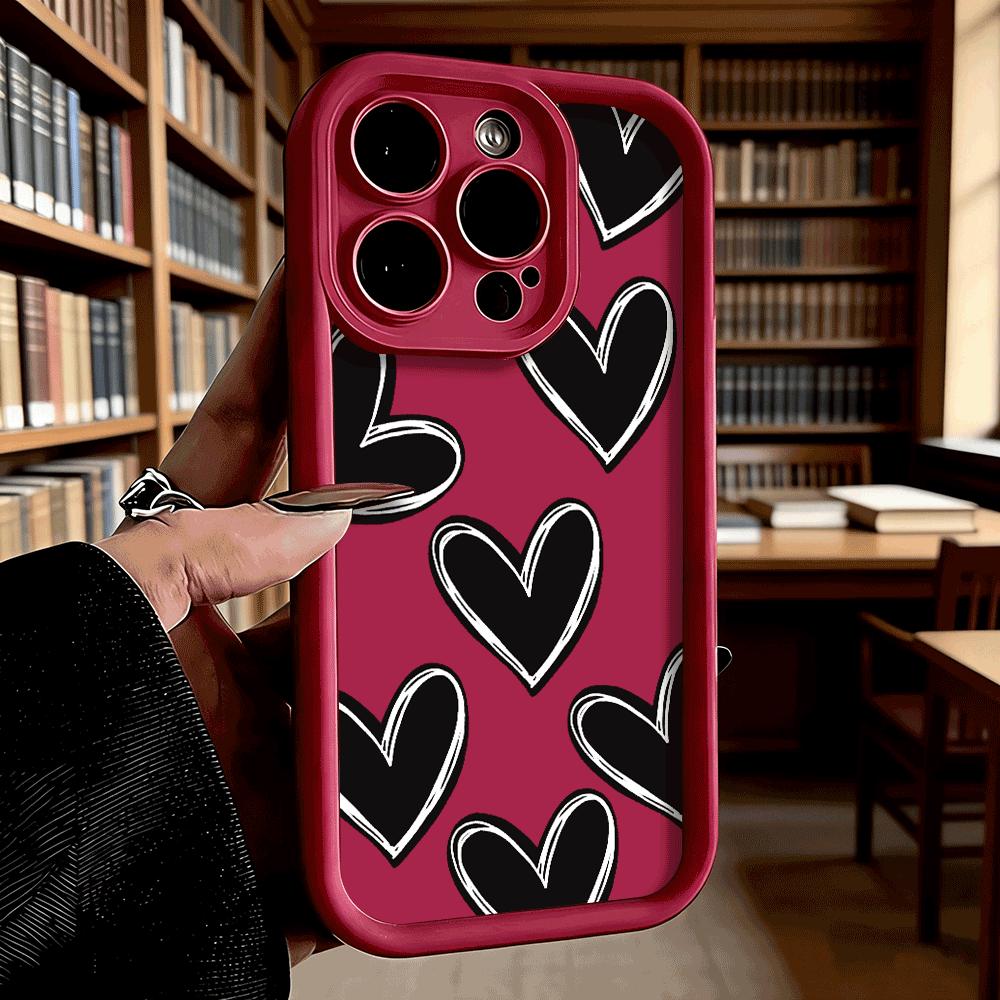 Черное сердце мазком кисти Мягкий ТПУ чехол для телефона для iPhone 17 16 15 14 13 12 11 Pro Max Plus Ударопрочный Противоскользящий чехол