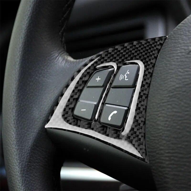 Carbon Fiber Car Accessories Indoor Steering Wheel Button Protection Decals Cover Trim Sticker For BMW X5 E70 2008-2013