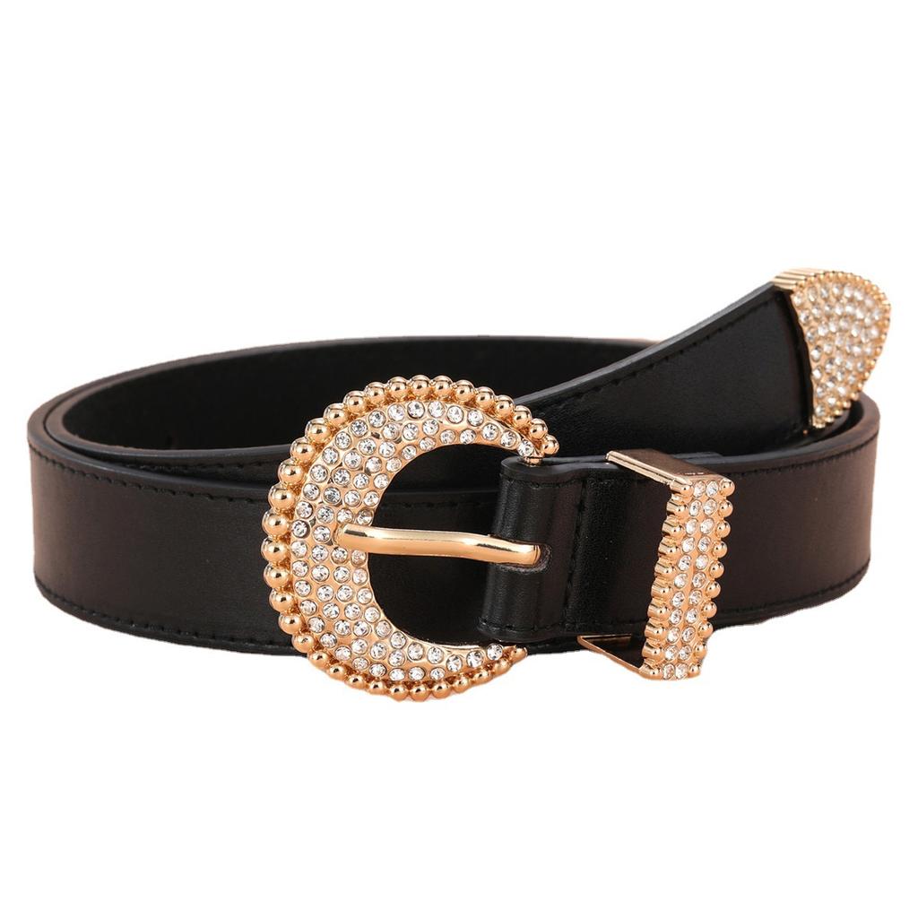 Ladies Belt Dot Diamond Gold Buckle Atmospheric Jeans Decorative Belt