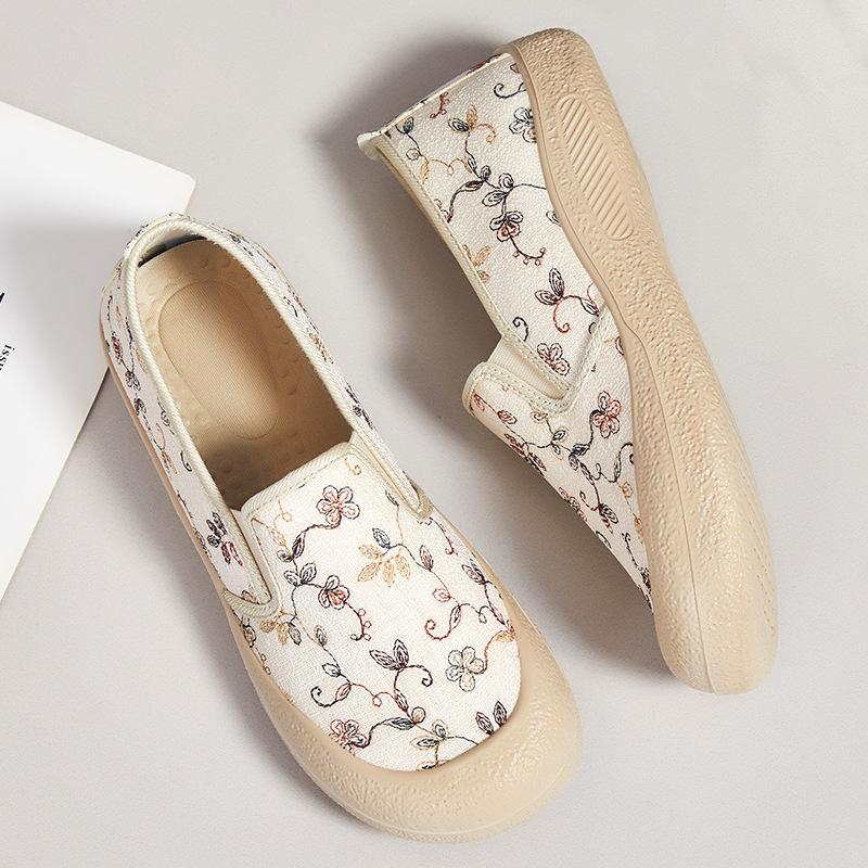 Women's Shoes Casual Shoes Summer New Style Shallow Mouth Flat Sole One Foot Comfortable Mother's Shoes Soft Sole Not Tired Feet Breathable