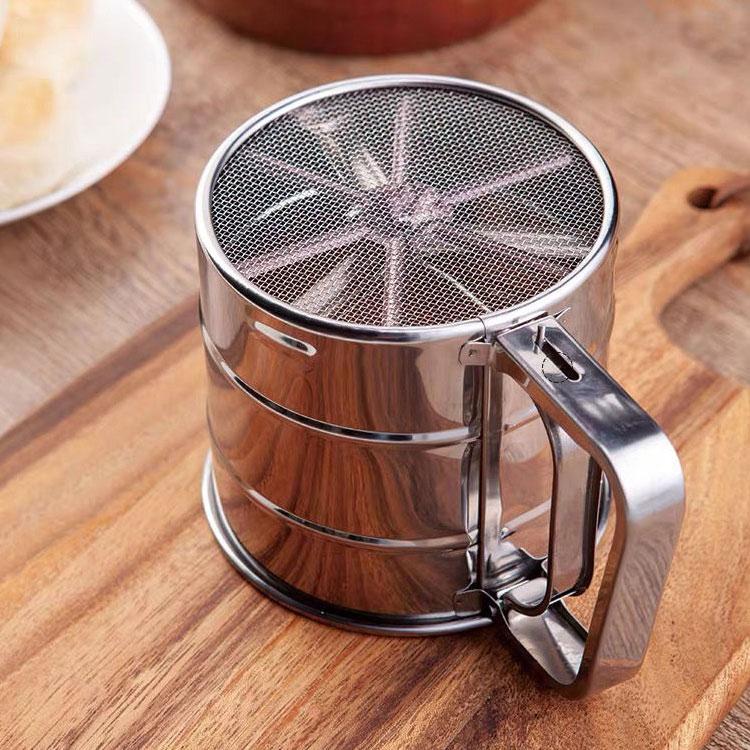 Ручное стальное сито для муки Ручное полуавтоматическое сито-чашка для муки Маленький инструмент Кухонное сито для выпечки Аксессуары для кухни