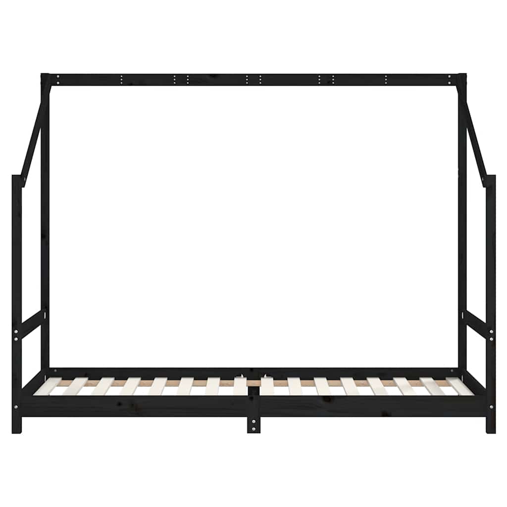 Kids  Bed Black 80 x 200 cm Solid Pine Wood