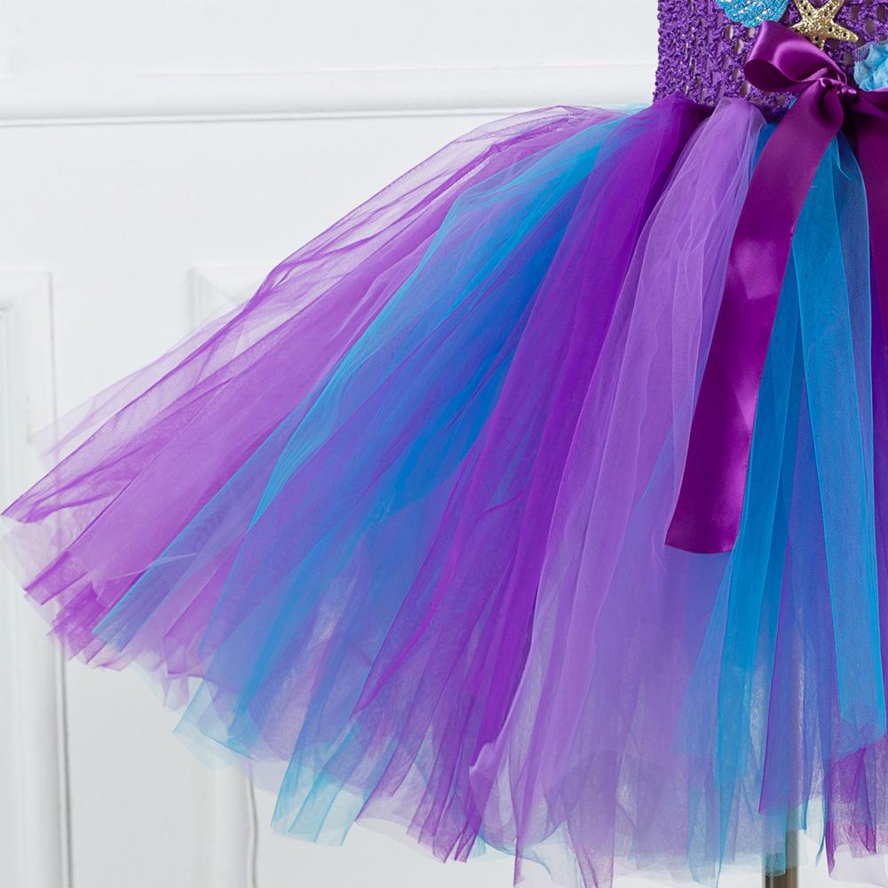 Mermaid Girl Tutu Dress with Headwear - Mesh Princess Dress for Cosplay and Stage Performances