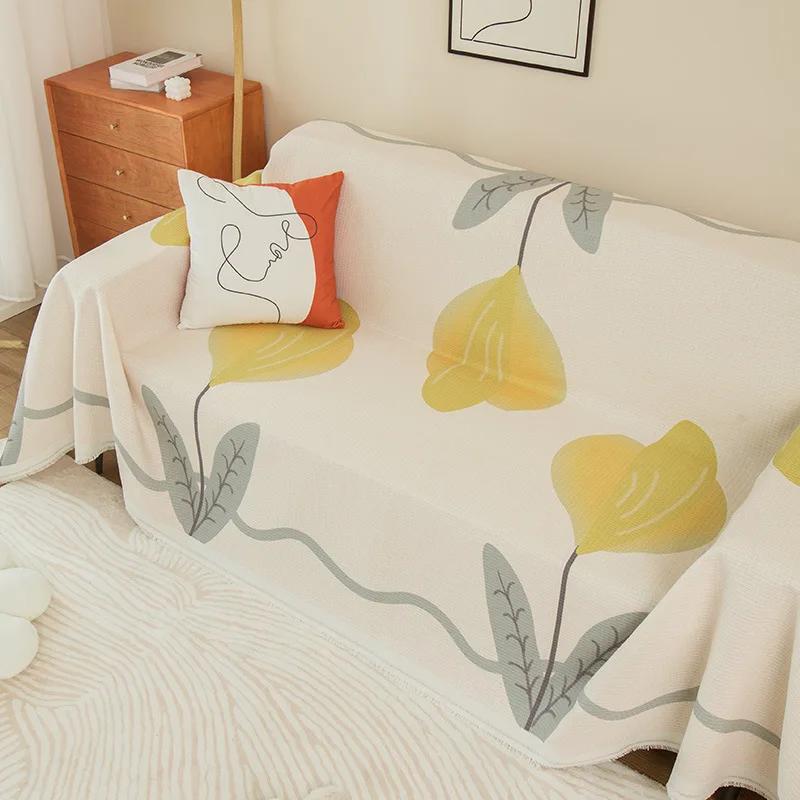 Полиэстер Хлопок Печатный Диван Полотенце Синель Диванные Одеяла Все Включено Чехол Ткань Четыре Сезона Диван Полотенце Анти Кошачьи Царапины