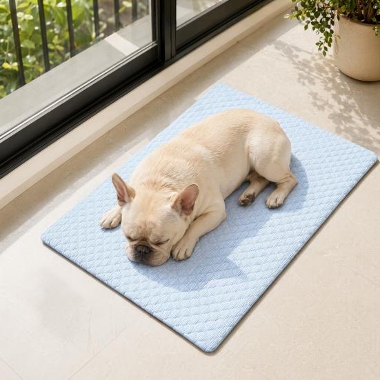 Dog Cooling Mat, Self-cooling Pet Mat with Refillable Ice Boxes, Cool Pet Bed Dog Ice Pad with Washable Cover for Cats Dogs Keeps Pets Cool in Summer