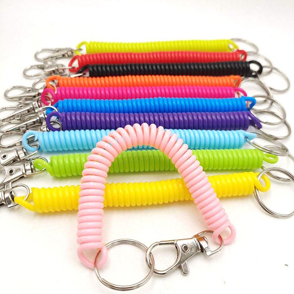 Elastic Spring Lanyard Stretch Wristband Unisex Wrist Coil Key Cord Clasp Spiral Stretch Keychain Spring Rope Key Ring