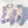 5 Pairs Girls Cute Rabbit Crew Socks Breathable Durable Knit and Trendy Polka Dot Design