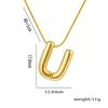 Stainless Steel Gold Color Chunky Alphabet Balloon Bubble Initial Letter Pendant Necklace for Women Charm Necklace Jewelry Gift