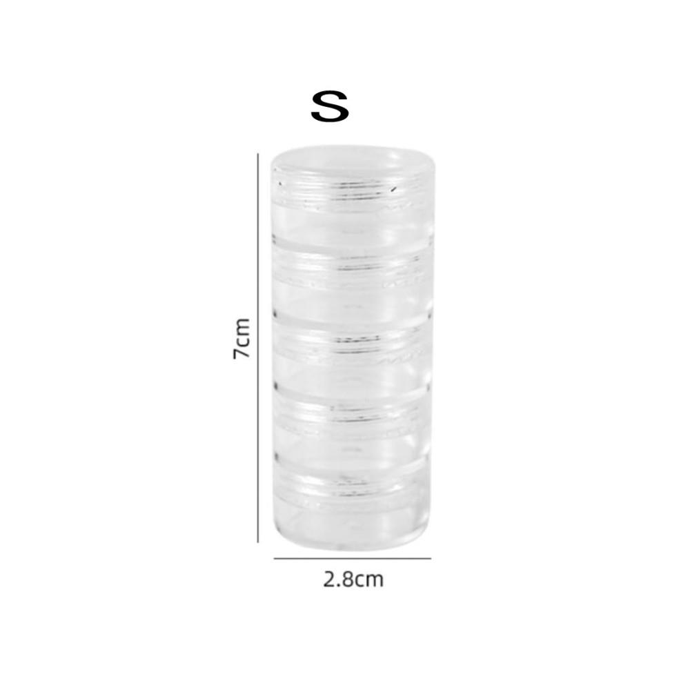 Round 5 Layer Clear Stackable Bead Storage Jars Cosmetic Storage Box Art Craft Accessory Organizer For Jewelry Beads Buttons