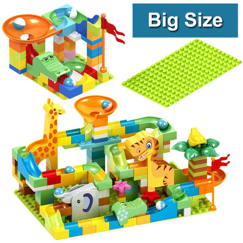 90-200PCS DIY Assembly Marble Race Run Big Block Construction Building Blocks Funnel Slide Bricks Educational Toys For