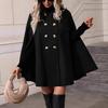 Осенне-зимнее высококачественное шерстяное пальто-кейп женское средней и большой длины двубортное свободное тонкое пальто