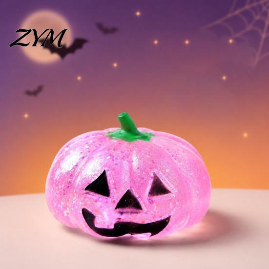 Halloween Party Favors Glitter Pumpkin Stress Ball, Head Squeeze Toy for Desk Decompression Toys Relief, Creepy Fidget Soft Squeezable