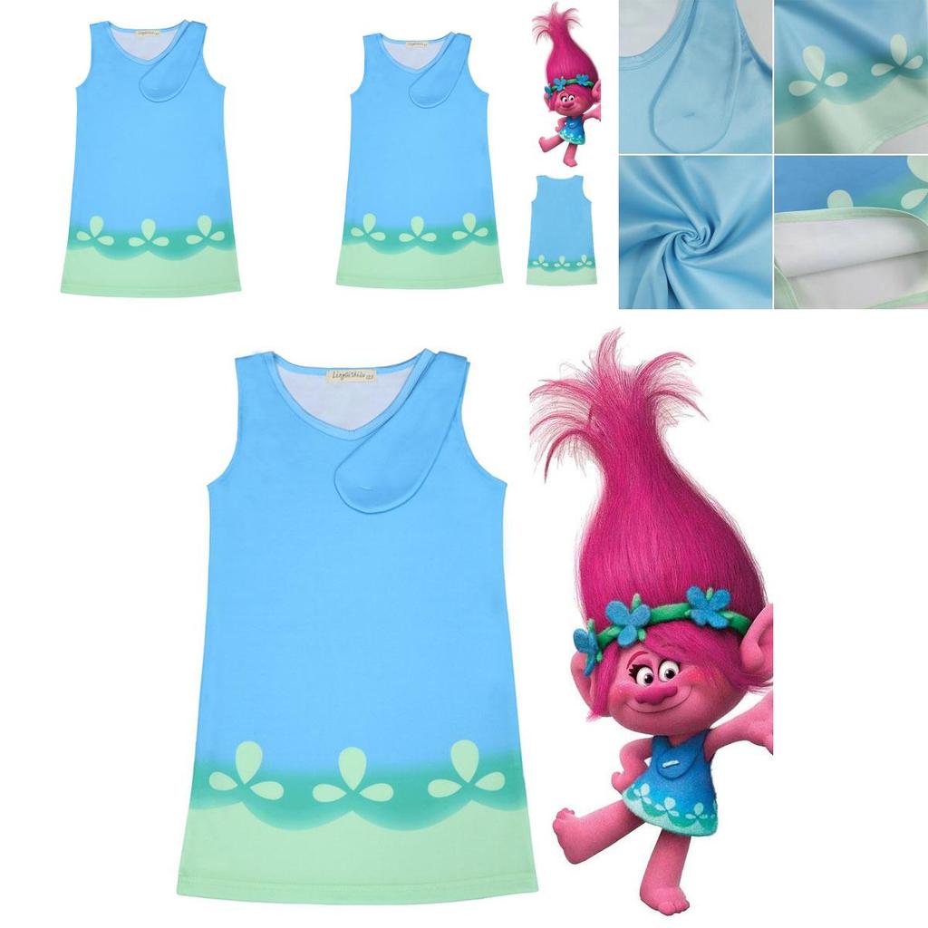 Очаровательный костюм для косплея Тролля Розочки для детей, идеально подходящий для празднования дня рождения