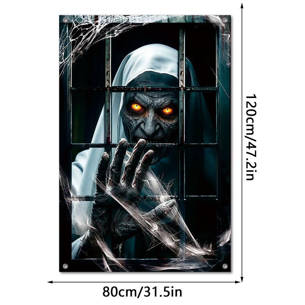 Large Size Fake Window Banner Hanging Design Horror Hanging Cloth Home Decoration
