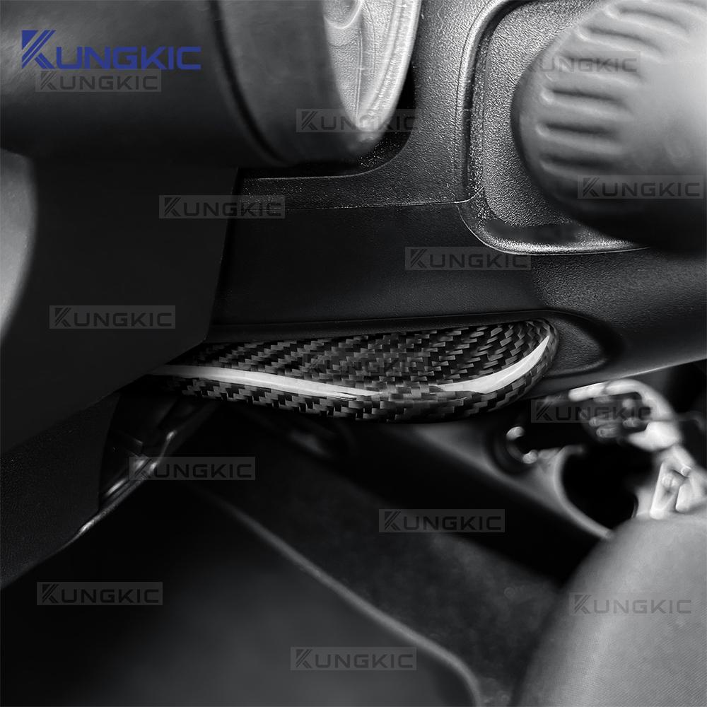 Real Hard Dry Carbon Fiber Sticker For Abarth 595 695 595C 695C 2012 2013 2014 2015-2024 Car Steering Wheel Adjustment Lever