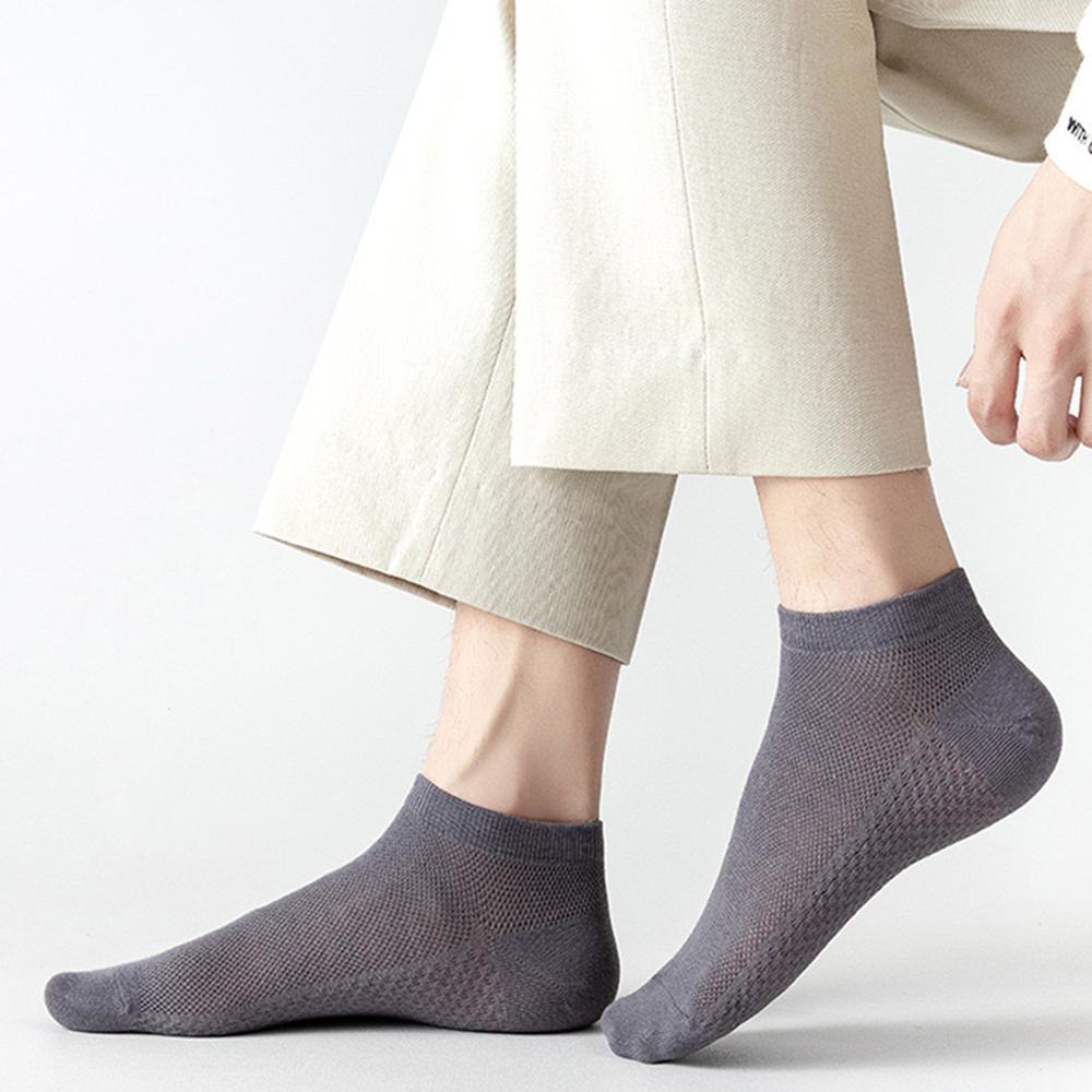 2 Pairs Men Mesh Ankle Socks, Breathable Cotton Short Socks, Solid Color Business Casual Low Cut Socks For Summer