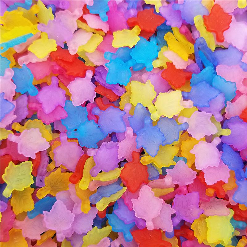 Простая мода для детей Кленовые листья Прозрачные многоцветные свободные бусины Мода для изготовления ювелирных изделий Аксессуары Ожерелье Браслет Изысканные ювелирные изделия