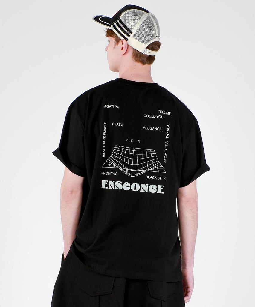 ESN Big Grid Artwork Oversized T-Shirt Black