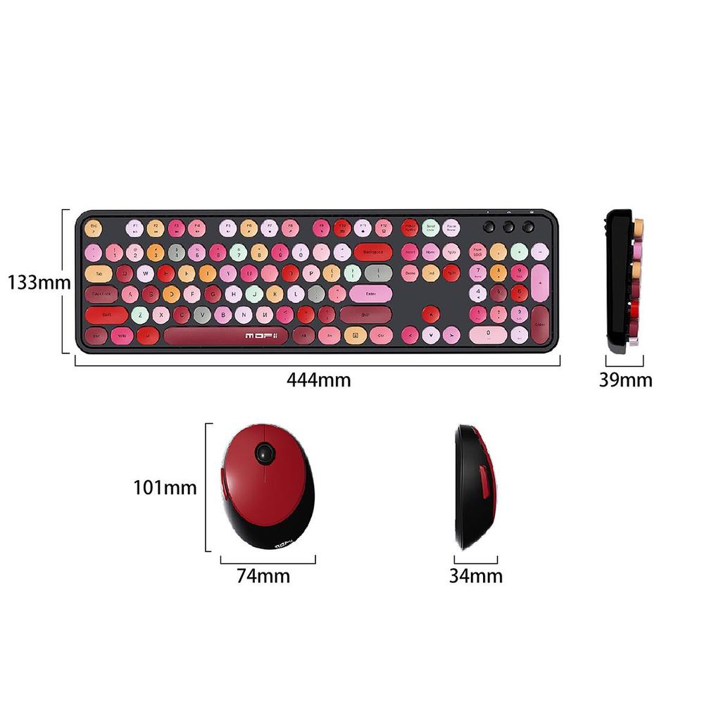 Mofi Sweet Wireless Retro клавиатура и мышь Настройка: Эргономичная конструкция, 104 клавиши, полезная для игр на ноутбуке и офисных задач