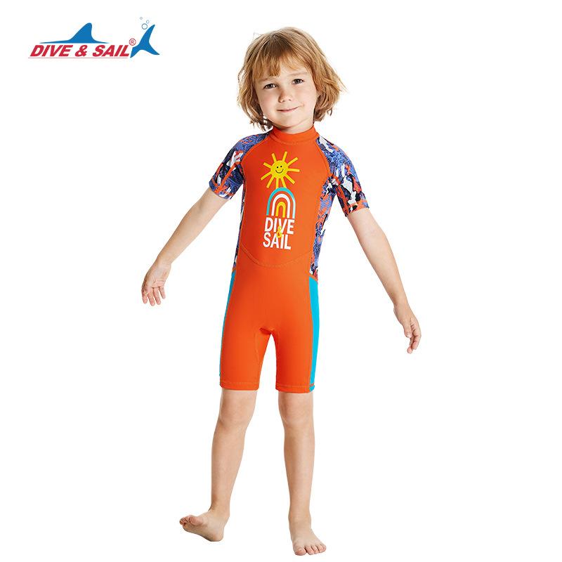 Детский купальник для мальчиков, быстросохнущий, с короткими рукавами, цельный костюм для дайвинга, солнцезащитный крем, купальник для серфинга с медузами