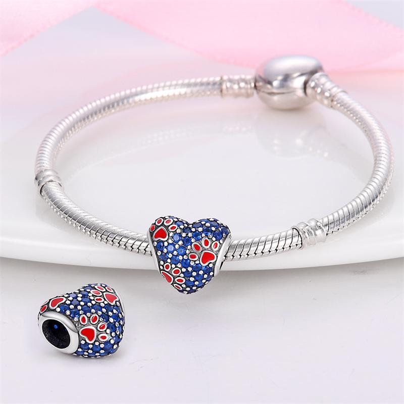 Plated 925 Silver Cat and Dog Love Charms Fit 925 Charms Bracelet Beads Jewelry Gifts for Women