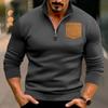 Autumn and Winter New Casual Men's Half Zip Sweater Collar Patch Pocket Padded Pullover Tops