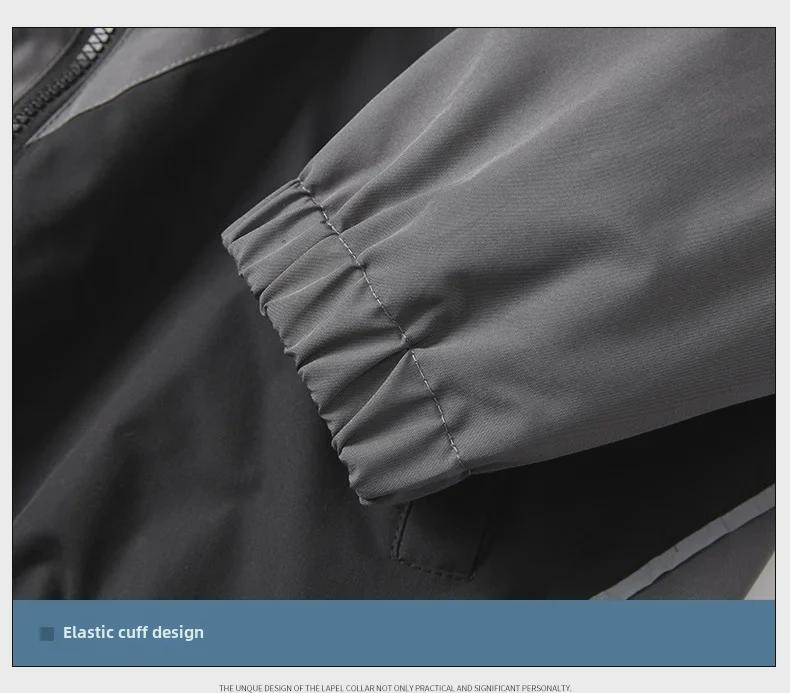 Мужская легкая куртка со светоотражающими швами и воротником-стойкой — повседневный спортивный стиль для весны и осени