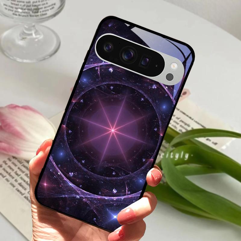 Модный Стеклянный Чехол для Google Pixel 8a Чехол Pixel8 Pro Жесткий ПК Закаленное Стекло Черный Чехол для Телефона Для GOOGLE PIXEL 8 Защитные Чехлы
