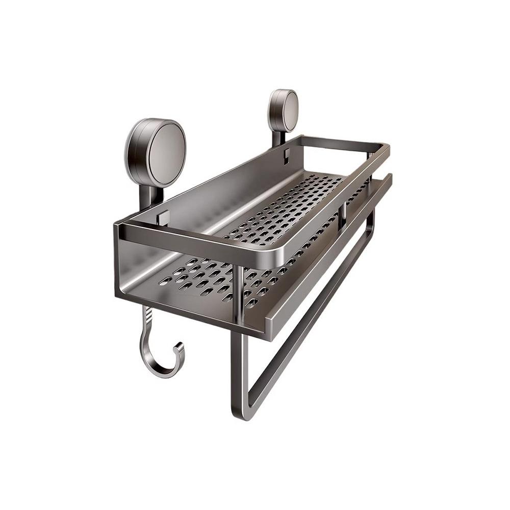 No Drilling Bathroom Shelf Aluminum Toilet Storage Rack Multifunctional Wall Shampoo Holder